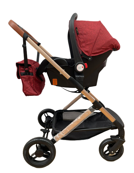 Carucior Teknum 3 in 1 , 0-36 luni, transformabil, reversibil, ultrapliabil, usor si practic cu roti cauciuc, culoare ROSU, TR_508C_ROSU