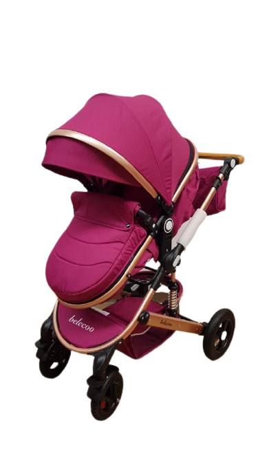Carucior Belecoo , model 2 in 1 cu suspensii si roti cauciuc plin ,recomandat 0-36 luni, culoare MOV, BBDBLCM