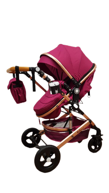 Carucior Belecoo , model 2 in 1 cu suspensii si roti cauciuc plin ,recomandat 0-36 luni, culoare MOV, BBDBLCM
