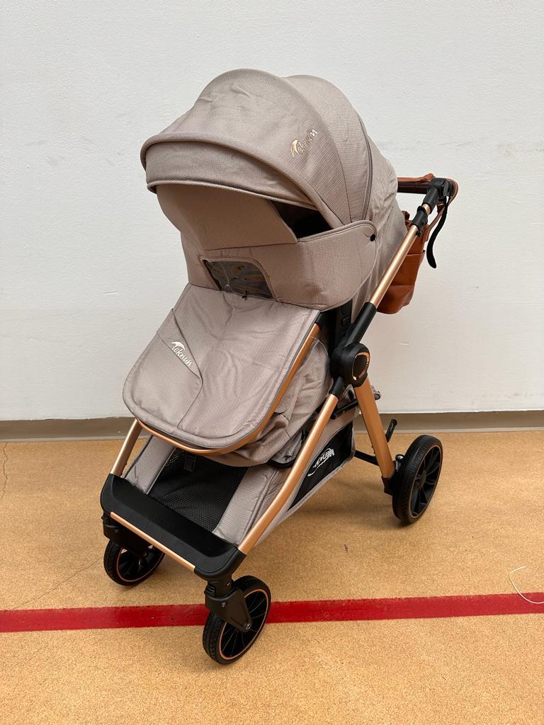 Carucior Teknum Baby, model 3 in 1, 0-36 luni,  reversibil, cu pliere compacta, culoare GRI,