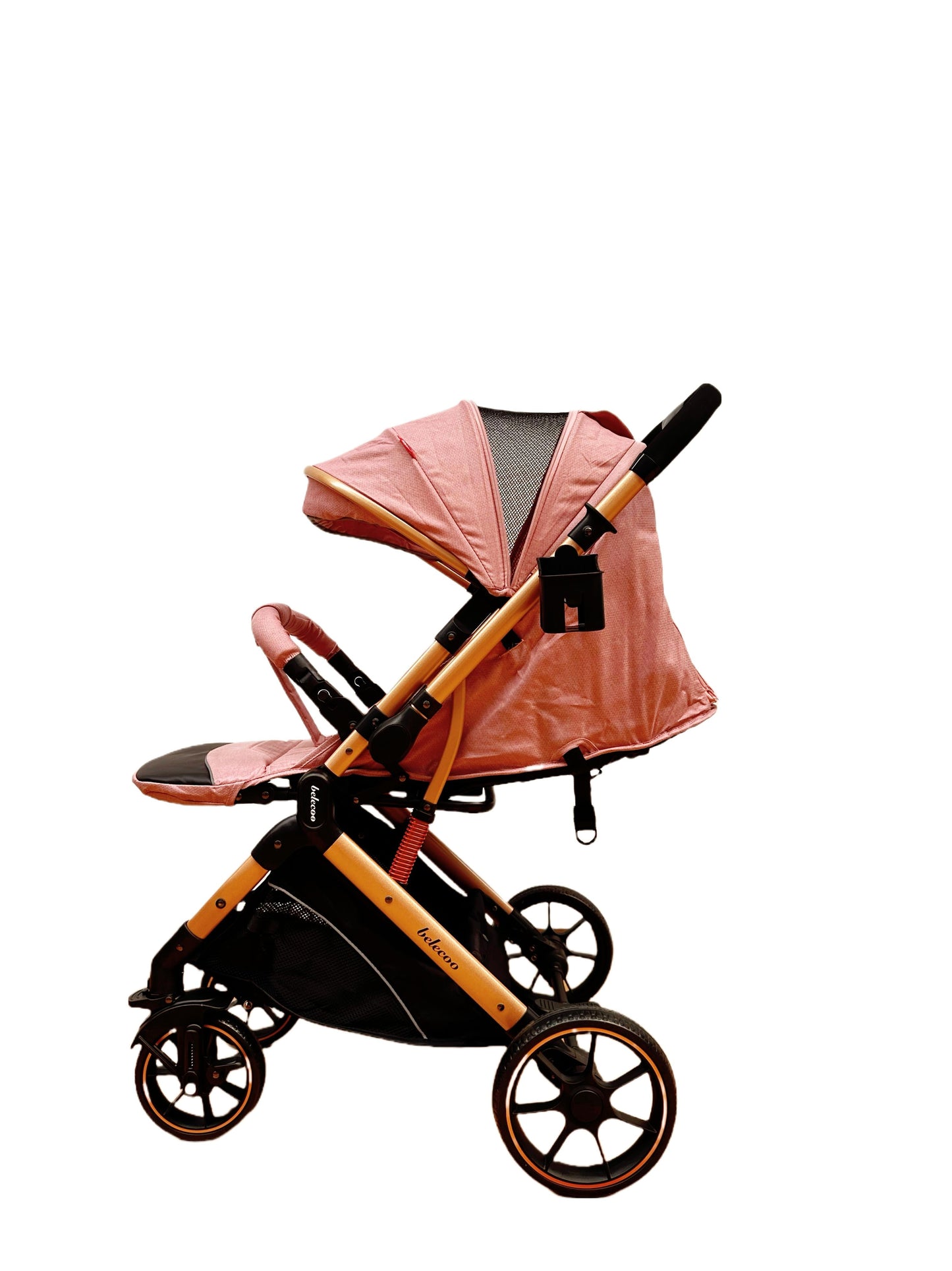 Carucior sport Belecoo, cu maner reversibil , pozitie somn, pliere tip troller, max 15 kg, 6-36 luni, BBDB1, ROZ