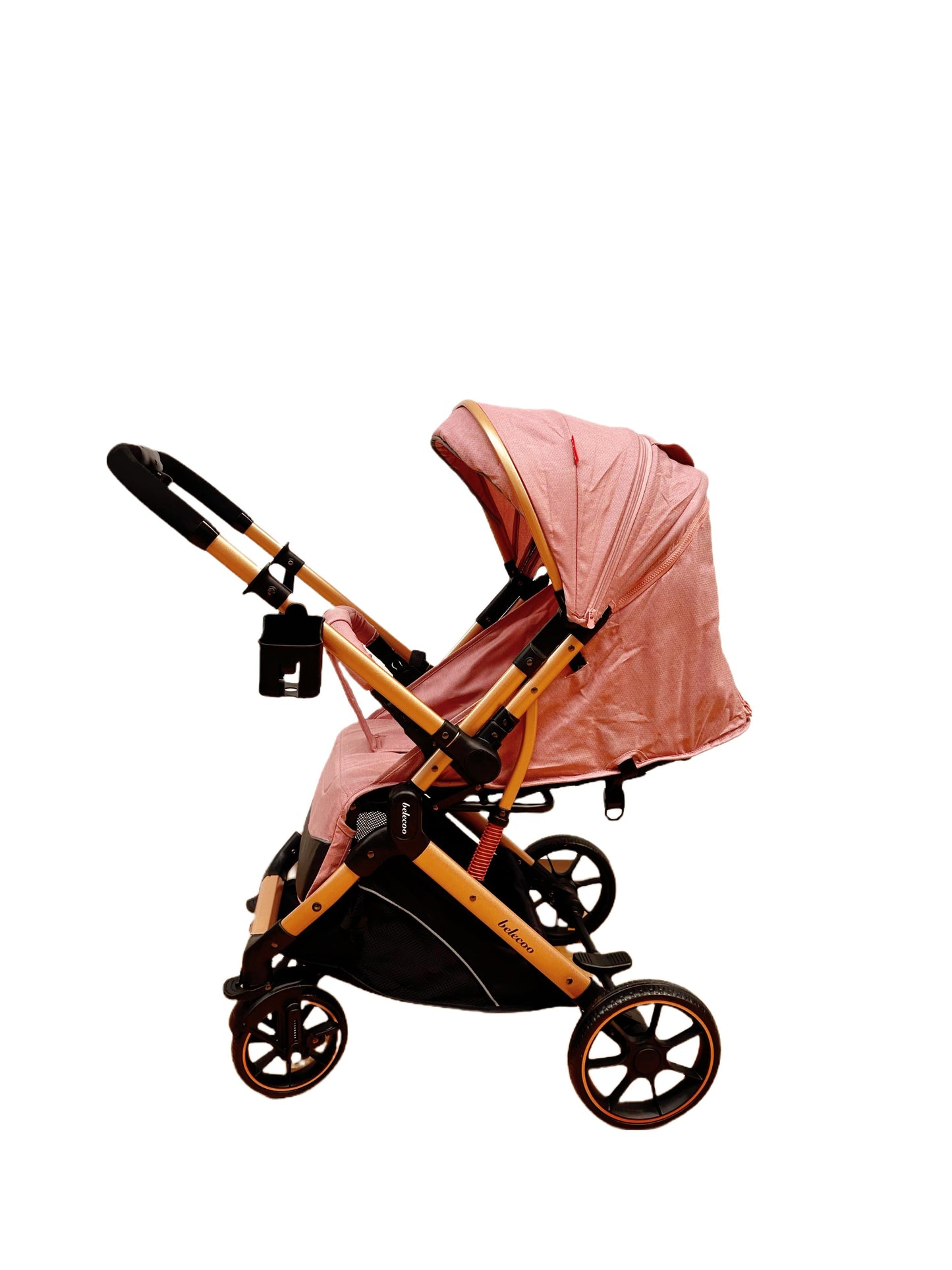 Carucior sport Belecoo, cu maner reversibil , pozitie somn, pliere tip troller, max 15 kg, 6-36 luni, BBDB1, ROZ