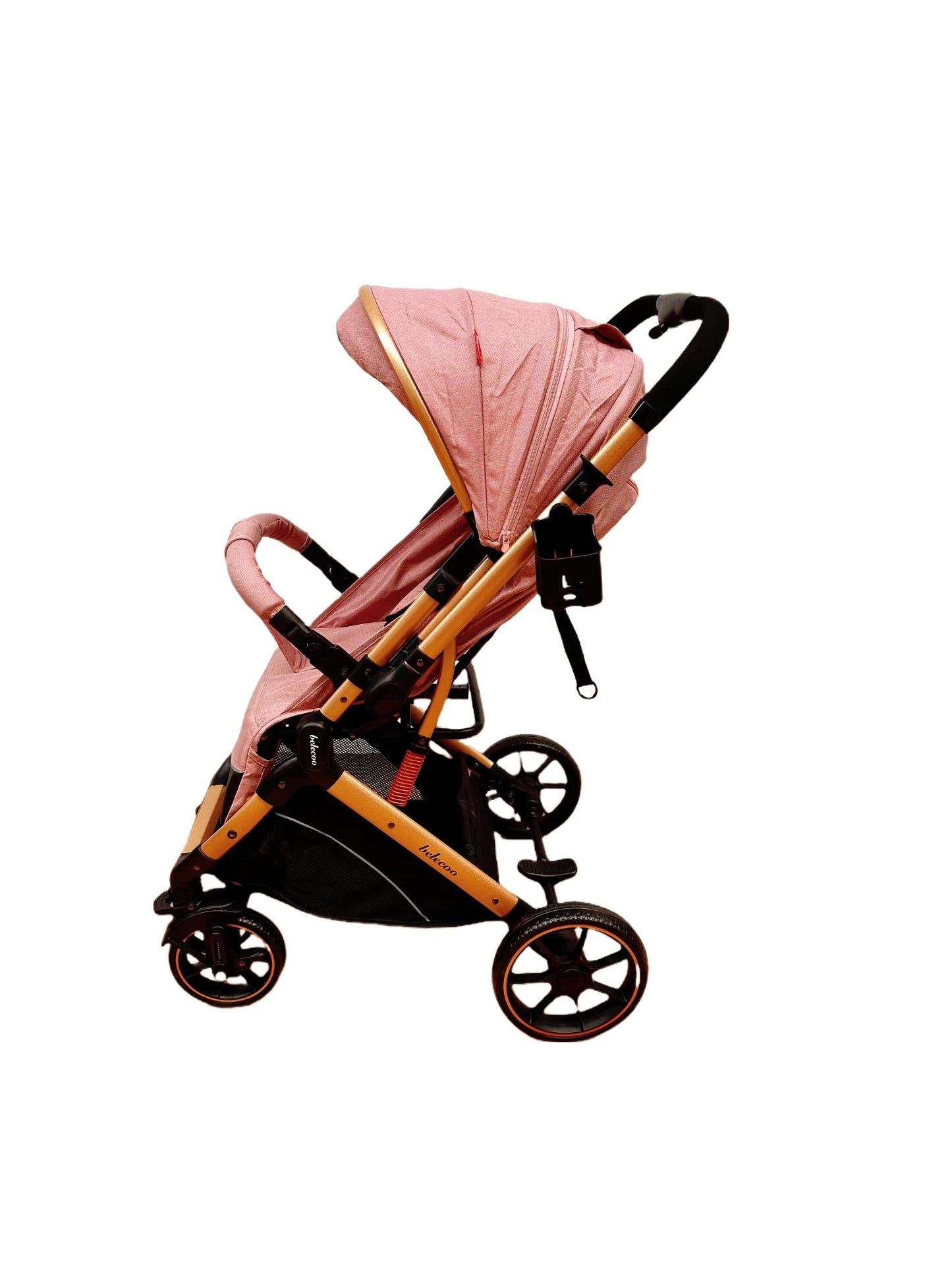 Carucior sport Belecoo, cu maner reversibil , pozitie somn, pliere tip troller, max 15 kg, 6-36 luni, BBDB1, ROZ
