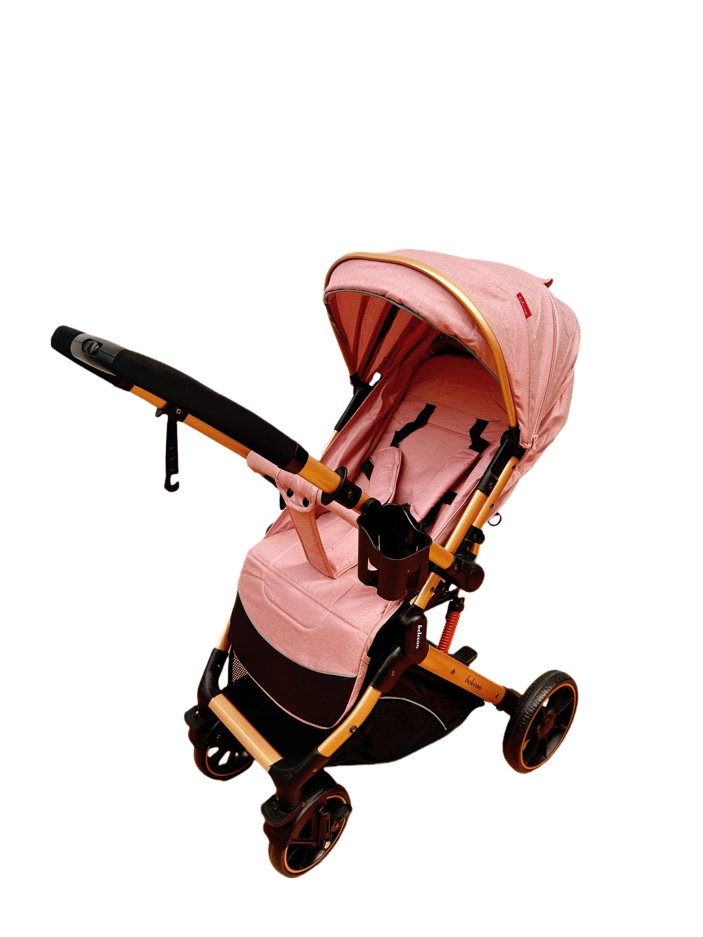 Carucior sport Belecoo, cu maner reversibil , pozitie somn, pliere tip troller, max 15 kg, 6-36 luni, BBDB1, ROZ