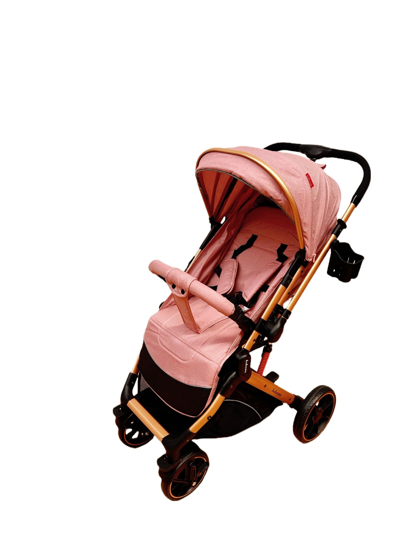 Carucior sport Belecoo, cu maner reversibil , pozitie somn, pliere tip troller, max 15 kg, 6-36 luni, BBDB1, ROZ