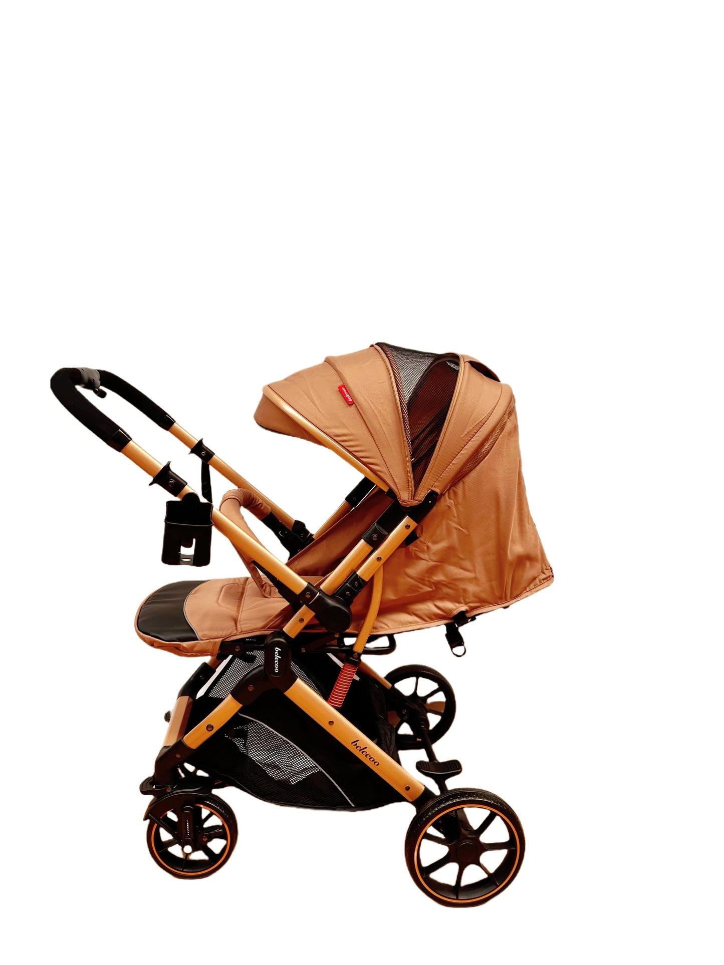 Carucior sport Belecoo, cu maner reversibil , pozitie somn, pliere tip troller, max 15 kg, 6-36 luni, BBDB1, BEJ