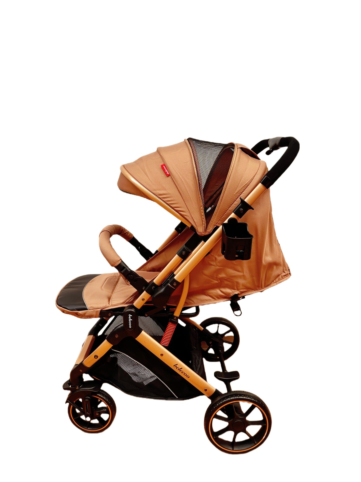 Carucior sport Belecoo, cu maner reversibil , pozitie somn, pliere tip troller, max 15 kg, 6-36 luni, BBDB1, BEJ