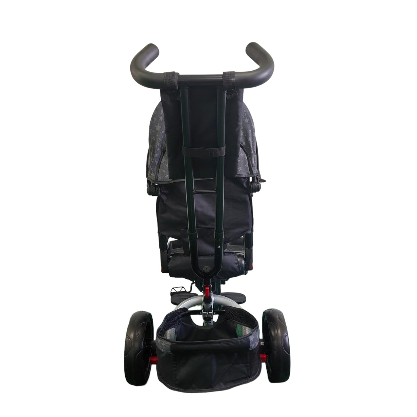 Tricicleta cu pozitie de somn, scaun rotativ si muzica distractiva, GRI CU STELE