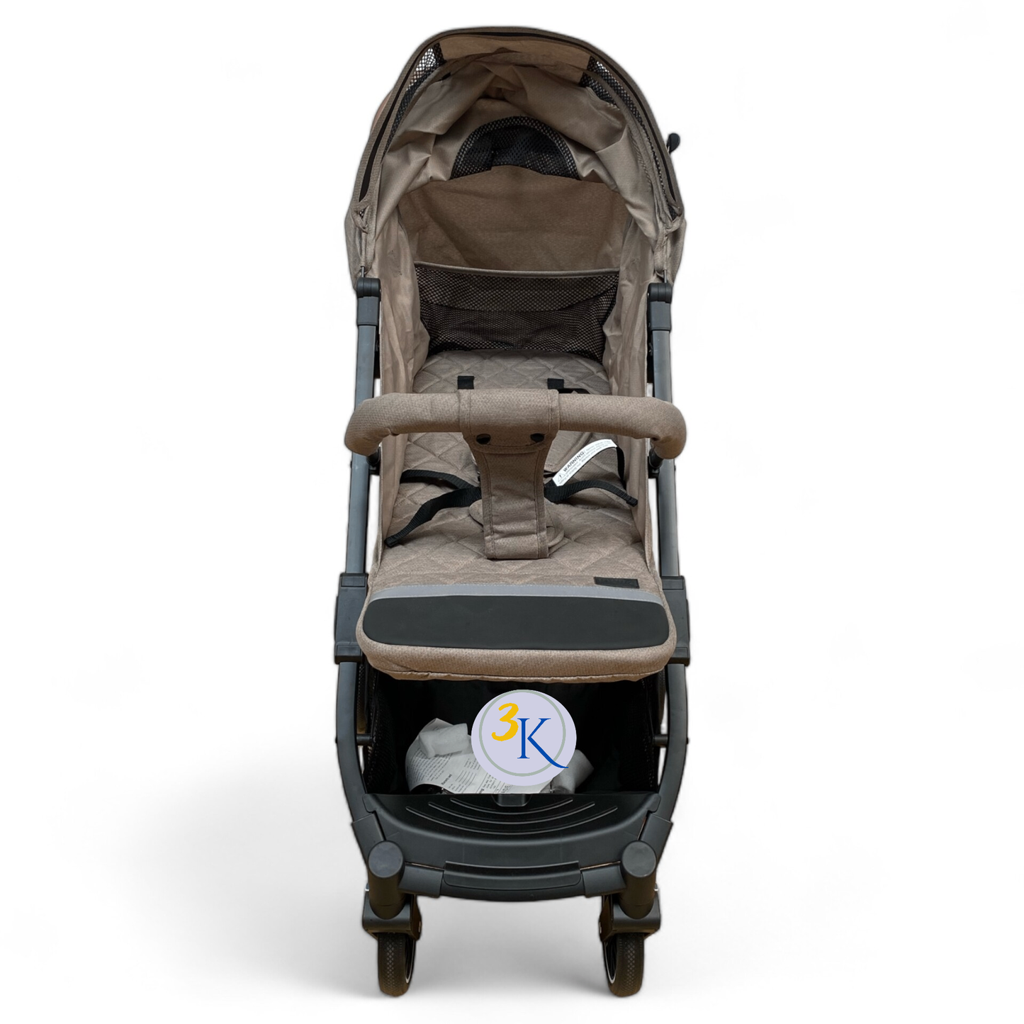 Carucior sport cu inchidere tip troler, copertina extra, pentru avion, culoare BEJ