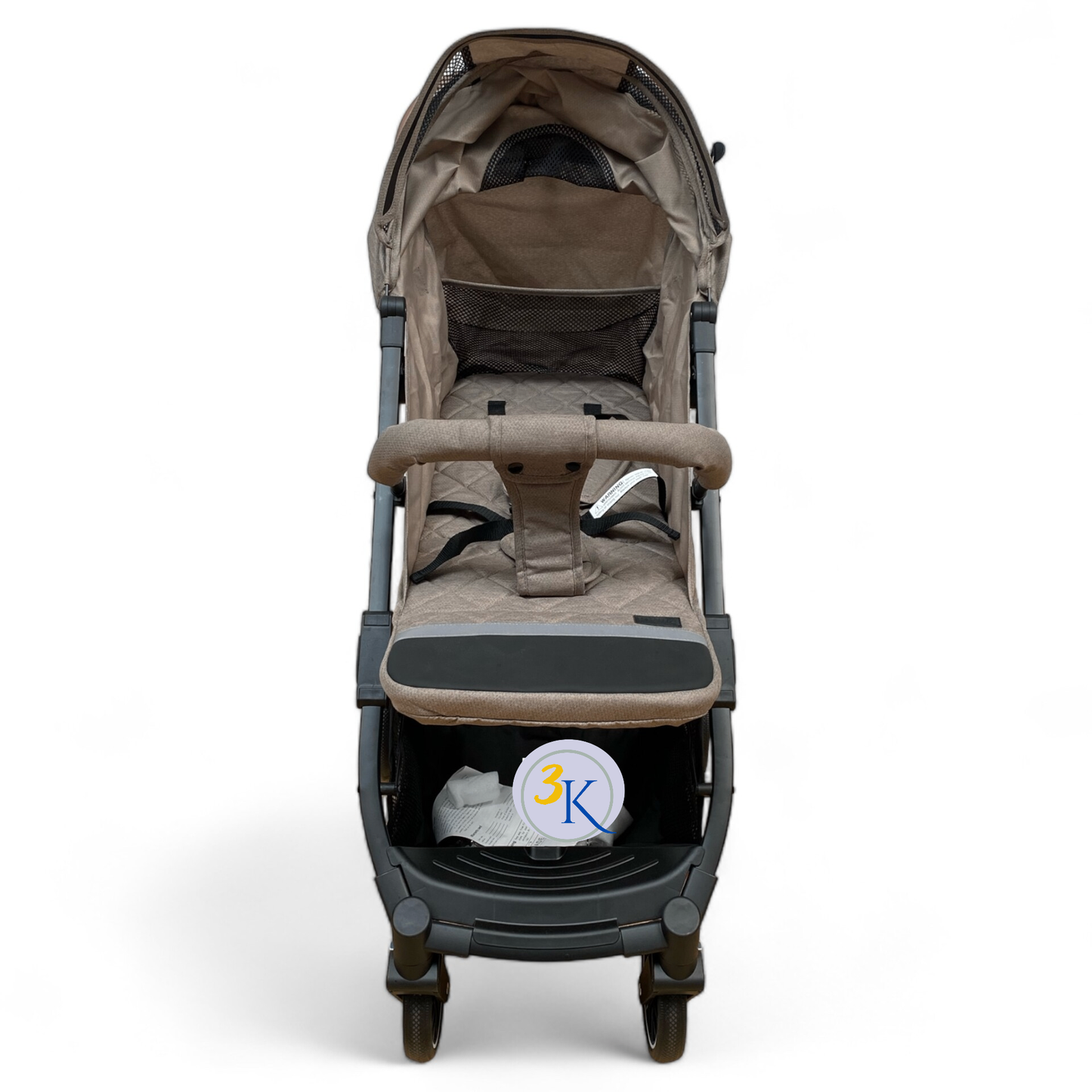 Carucior sport cu inchidere tip troler, copertina extra, pentru avion, culoare BEJ