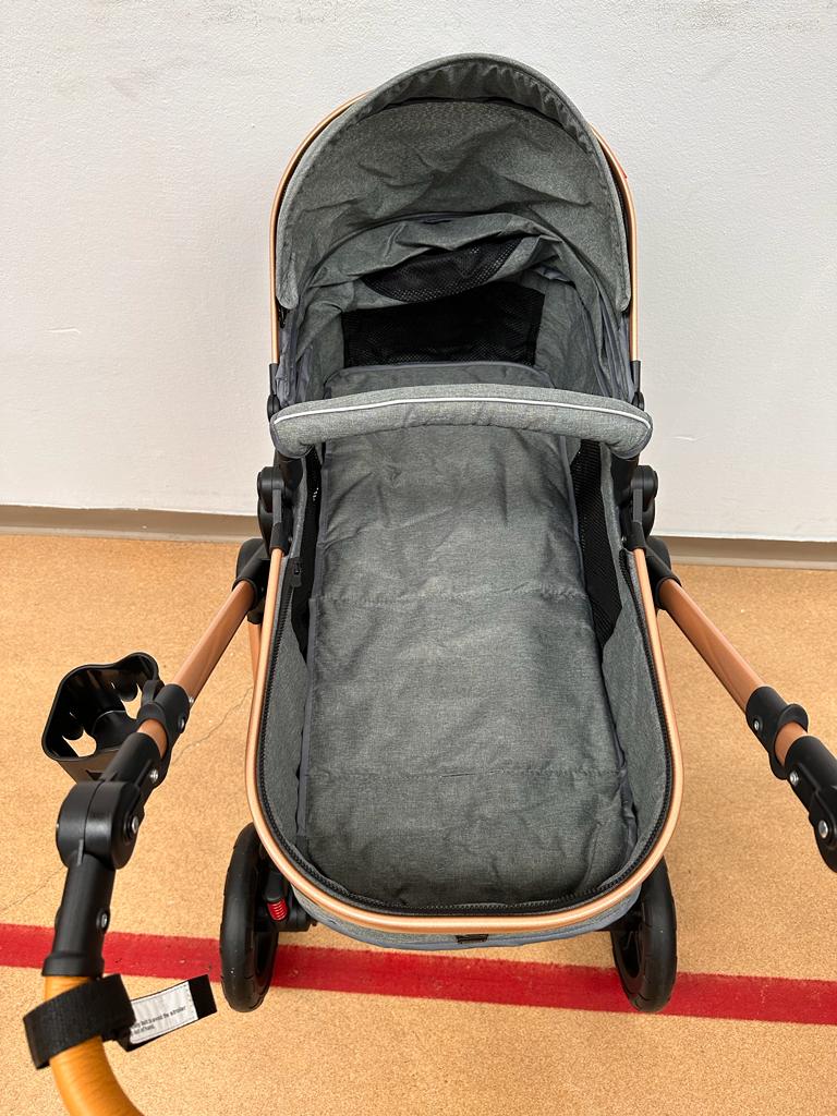 Carucior 2 in 1 Belecoo XID, cu inchidere compacta, 0-36 luni, reversibil GRI