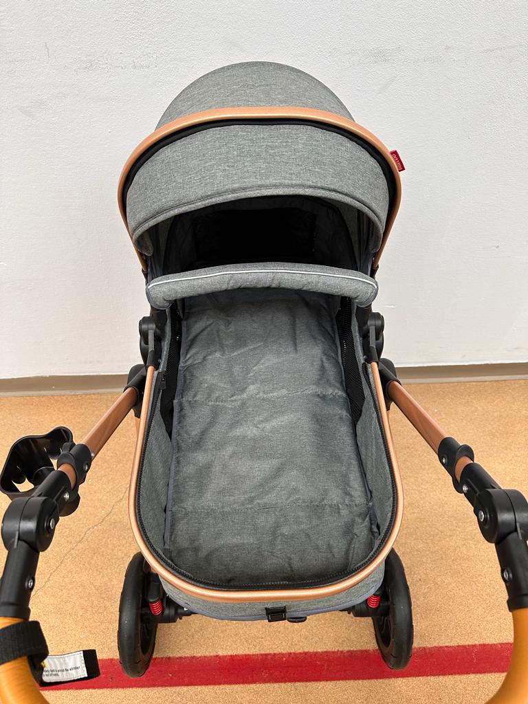 Carucior 2 in 1 Belecoo XID, cu inchidere compacta, 0-36 luni, reversibil GRI