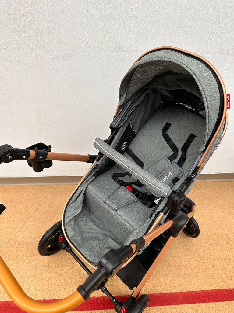 Carucior 2 in 1 Belecoo XID, cu inchidere compacta, 0-36 luni, reversibil GRI