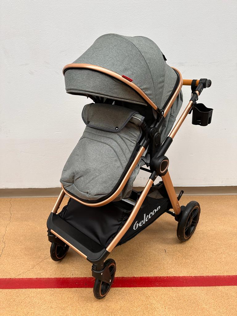 Carucior 2 in 1 Belecoo XID, cu inchidere compacta, 0-36 luni, reversibil GRI