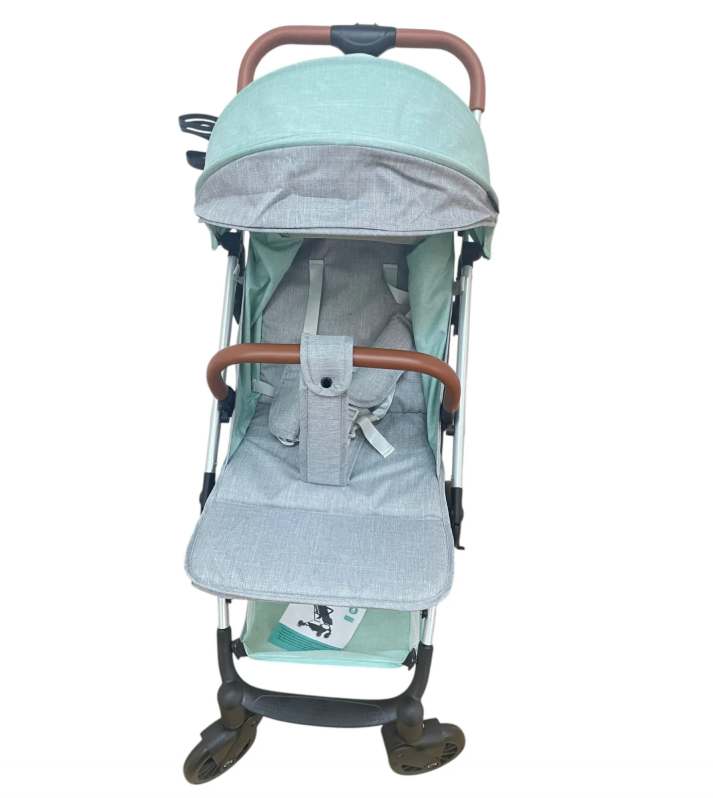 Carucior sport, ultrausor si ultrapliabil, cu pozitie de somn, tip troller, cu accesorii din piele, sarcina maxima 22 Kg, verde menta