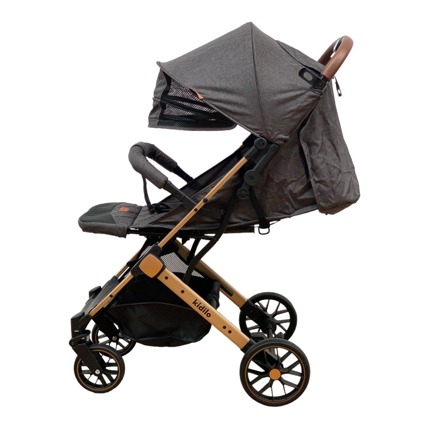 Carucior sport, cu inchidere compacta, sistem troller, pozitie somn si protectie vreme rece, GRI