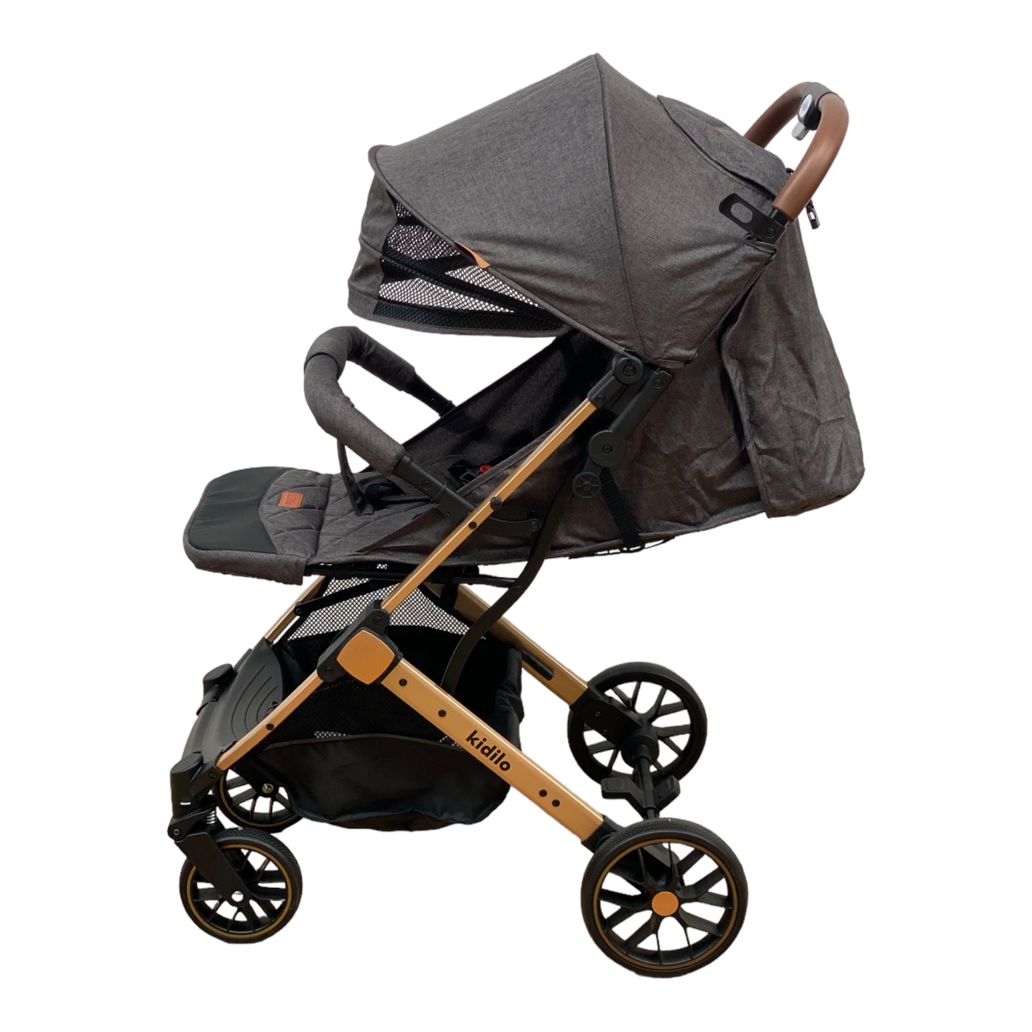 Carucior sport, cu inchidere compacta, sistem troller, pozitie somn si protectie vreme rece, GRI