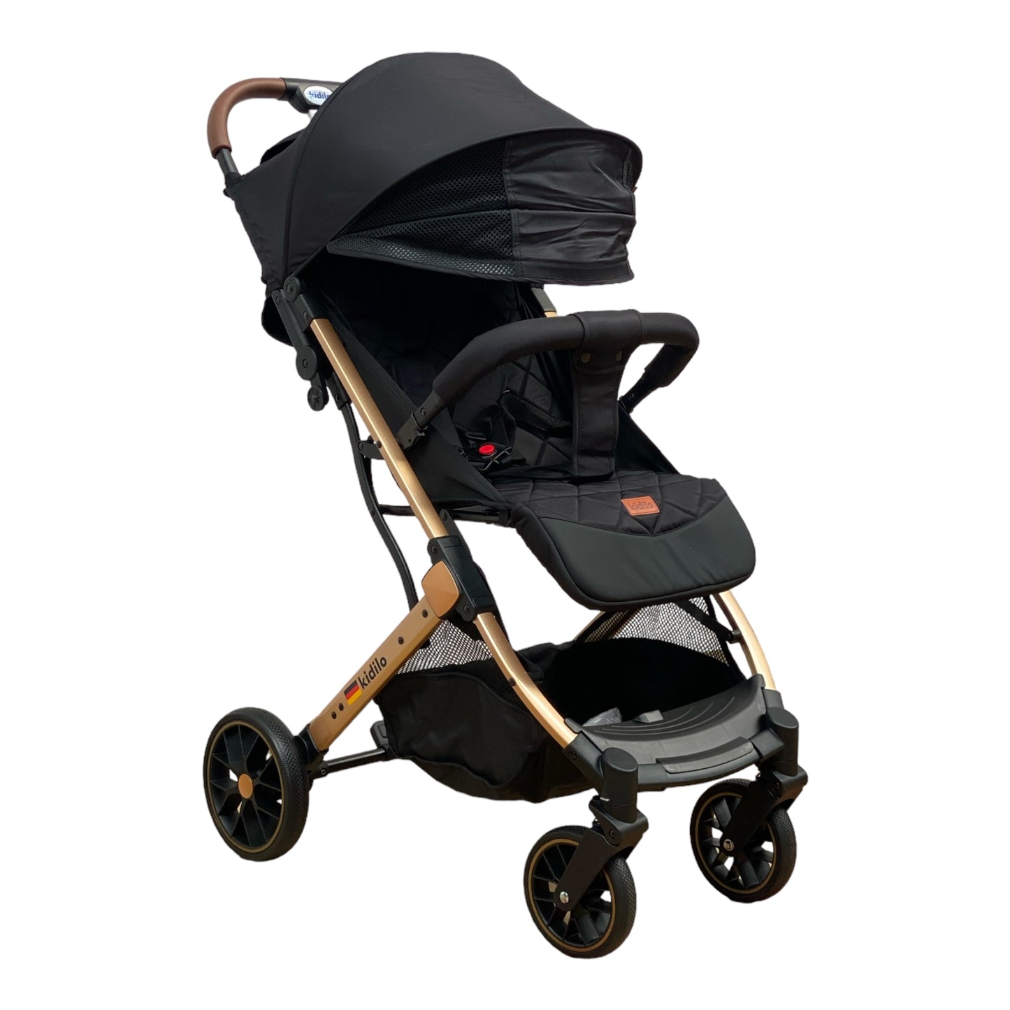 Carucior sport, cu inchidere compacta, sistem troller, pozitie somn si protectie vreme rece, NEGRU