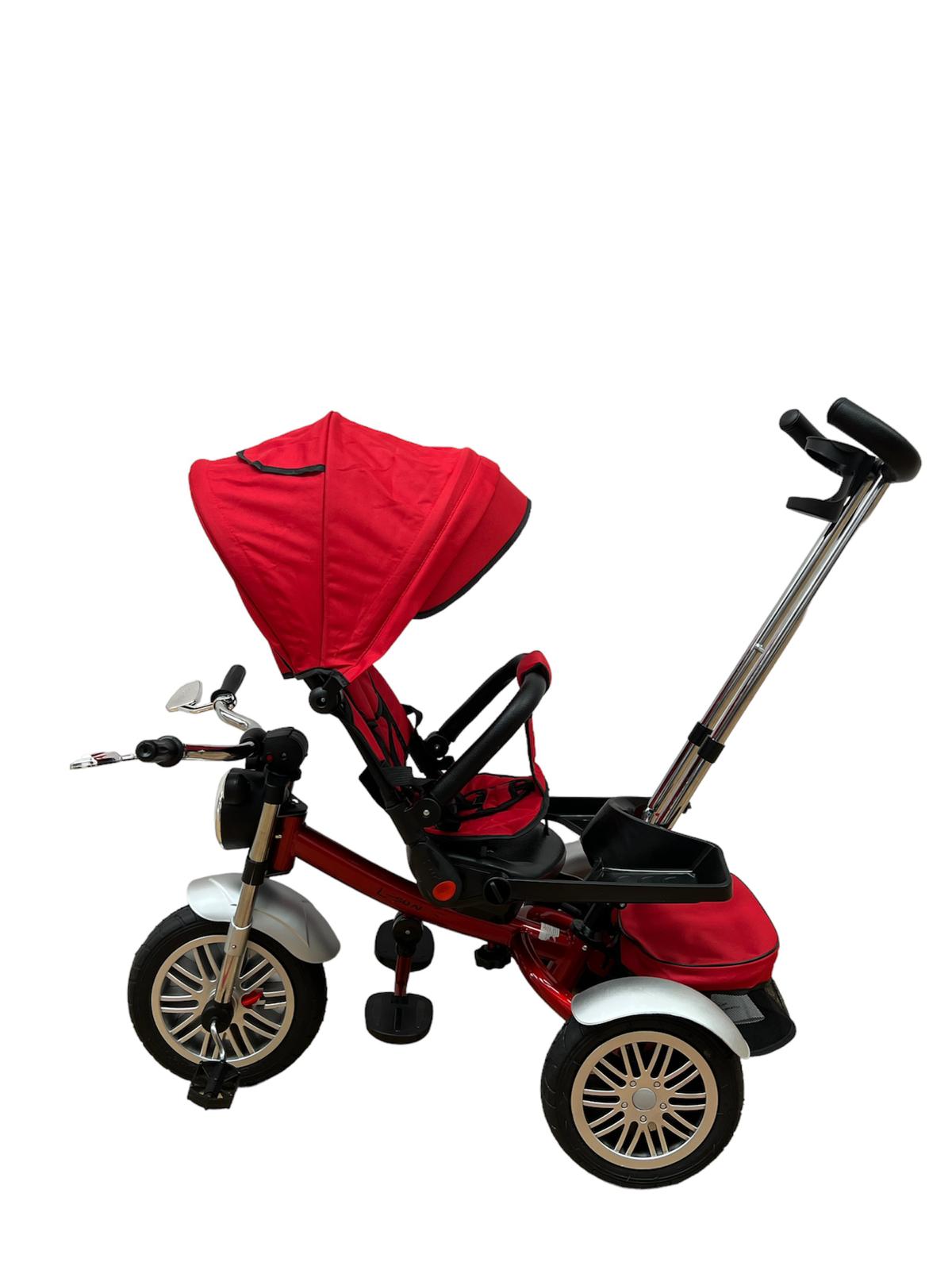 Tricicleta evolutiva, roti cauciuc, cu pozitie de somn, scaun rotativ si muzica distractiva, culoare ROSU, BBD5199R