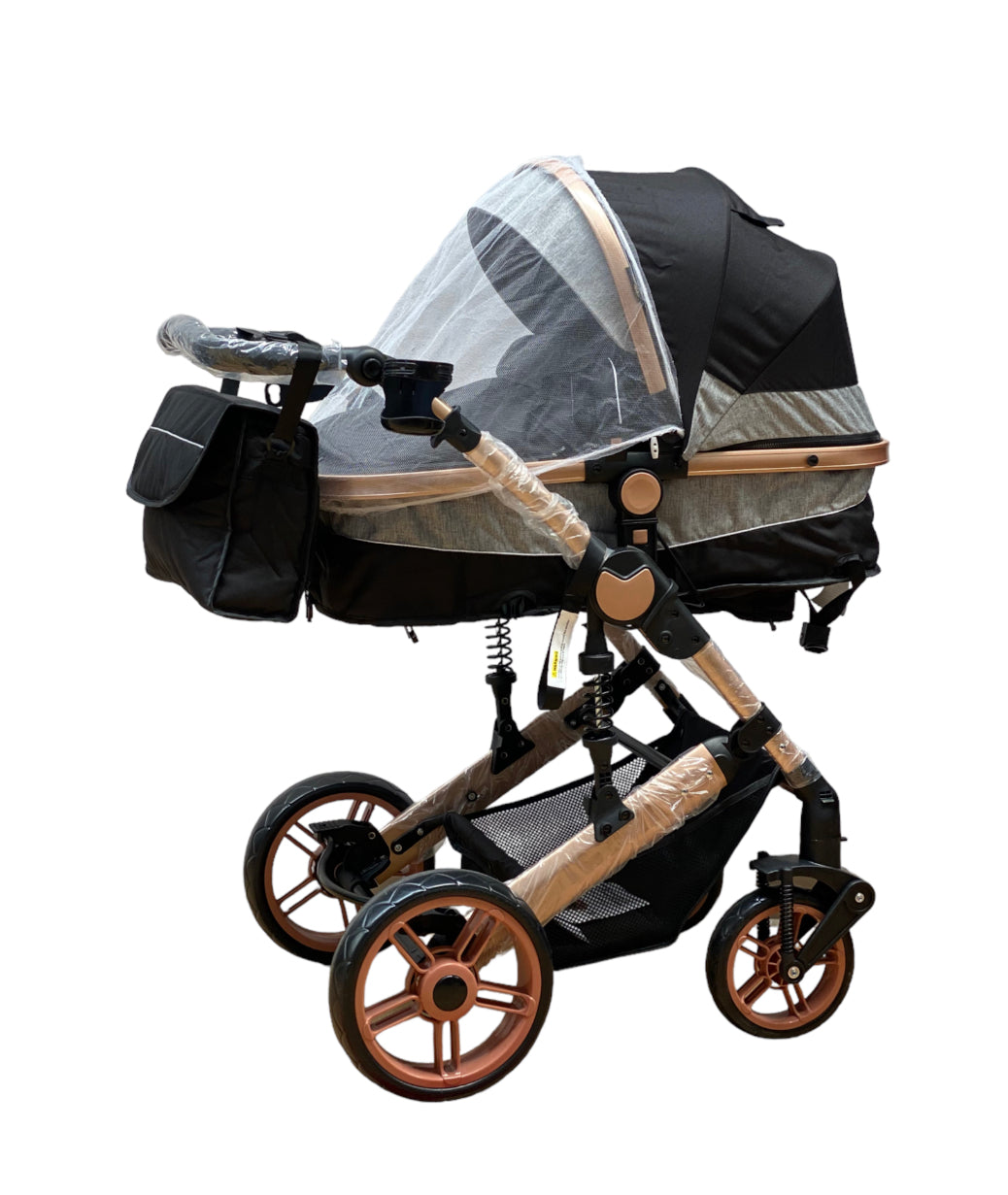 Carucior 3in1 Teknum , 0-36 luni, transformabil, reversibil, ultrapliabil,  culoare NEGRU, TR_588_BLACK
