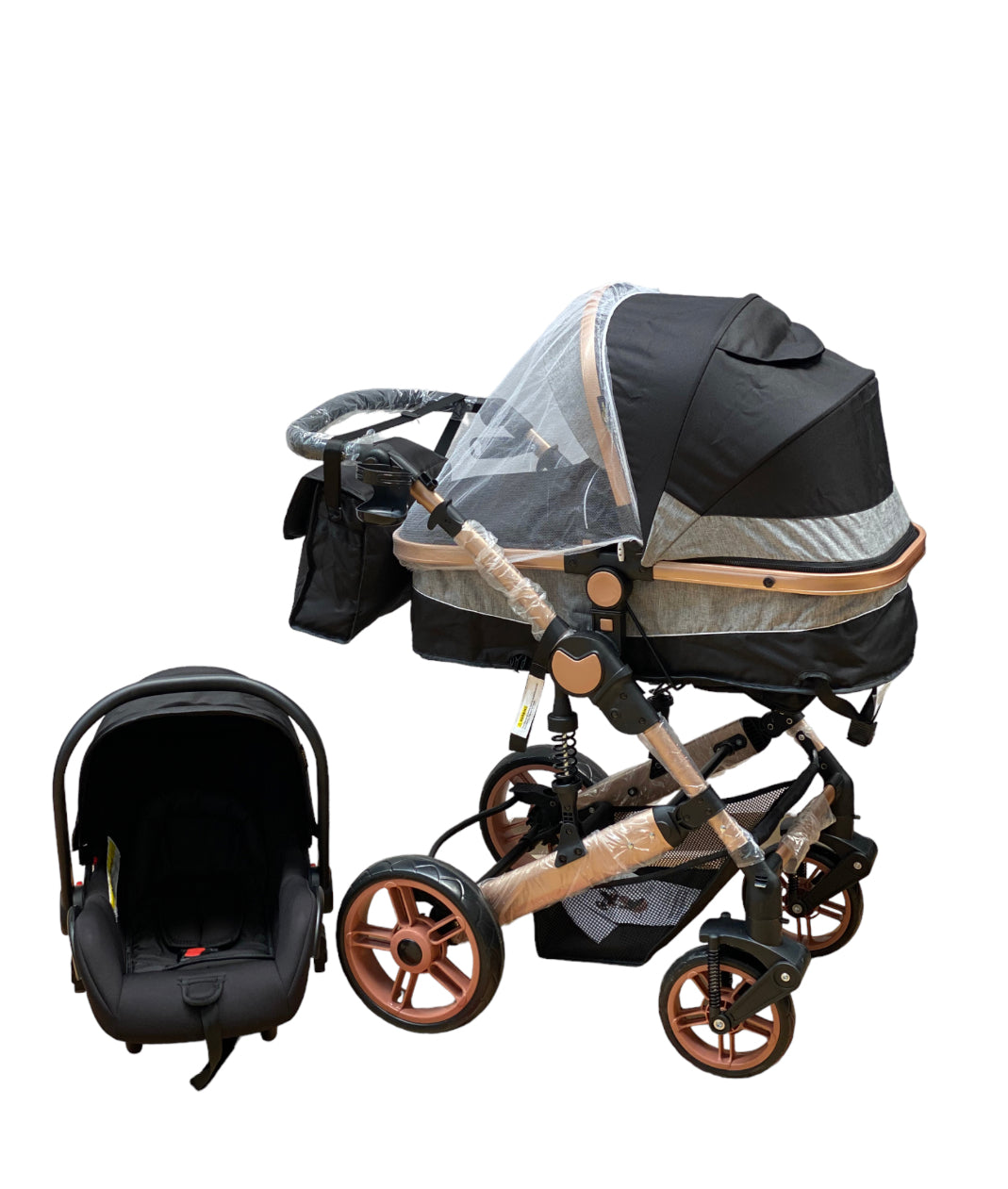 Carucior 3in1 Teknum , 0-36 luni, transformabil, reversibil, ultrapliabil,  culoare NEGRU, TR_588_BLACK