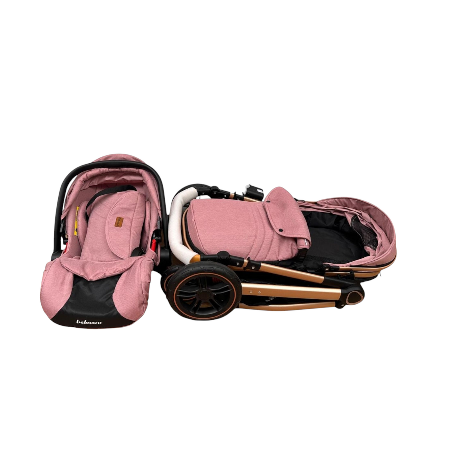 Carucior 3 in 1 Belecoo XID cu landou transformabil,pliere compacta reversibil, recomandat 0-36 luni culoare Mov , BBDXID3MOV
