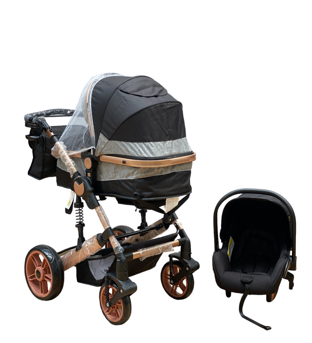 Carucior 3in1 Teknum , 0-36 luni, transformabil, reversibil, ultrapliabil,  culoare NEGRU, TR_588_BLACK