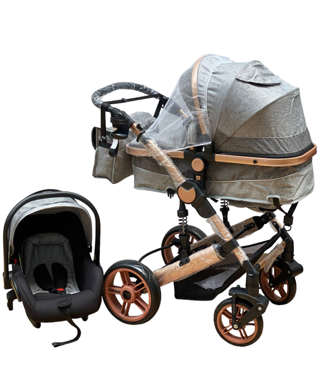 Carucior Teknum , model 3in1 , 0-36 luni, transformabil, reversibil, ultrapliabil,  culoare GRI, TR_588_GRI