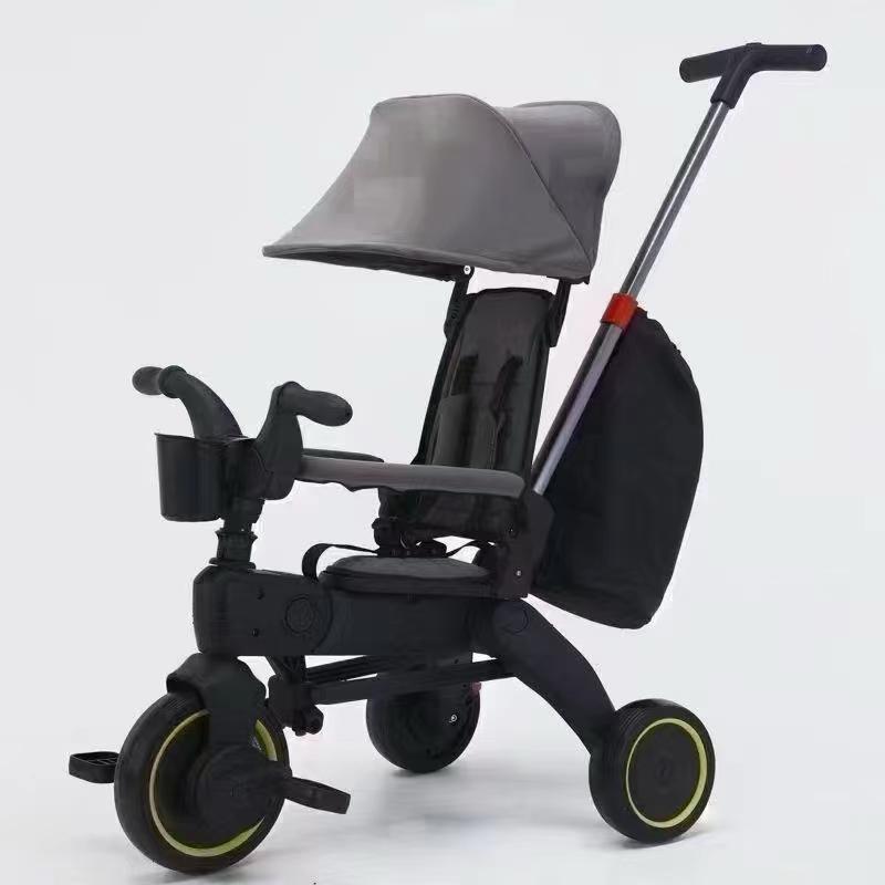Triciclete Ultrapliabile, +1an, usor de manevrat si transportat, roti spuma Eva, culoare NEGRU