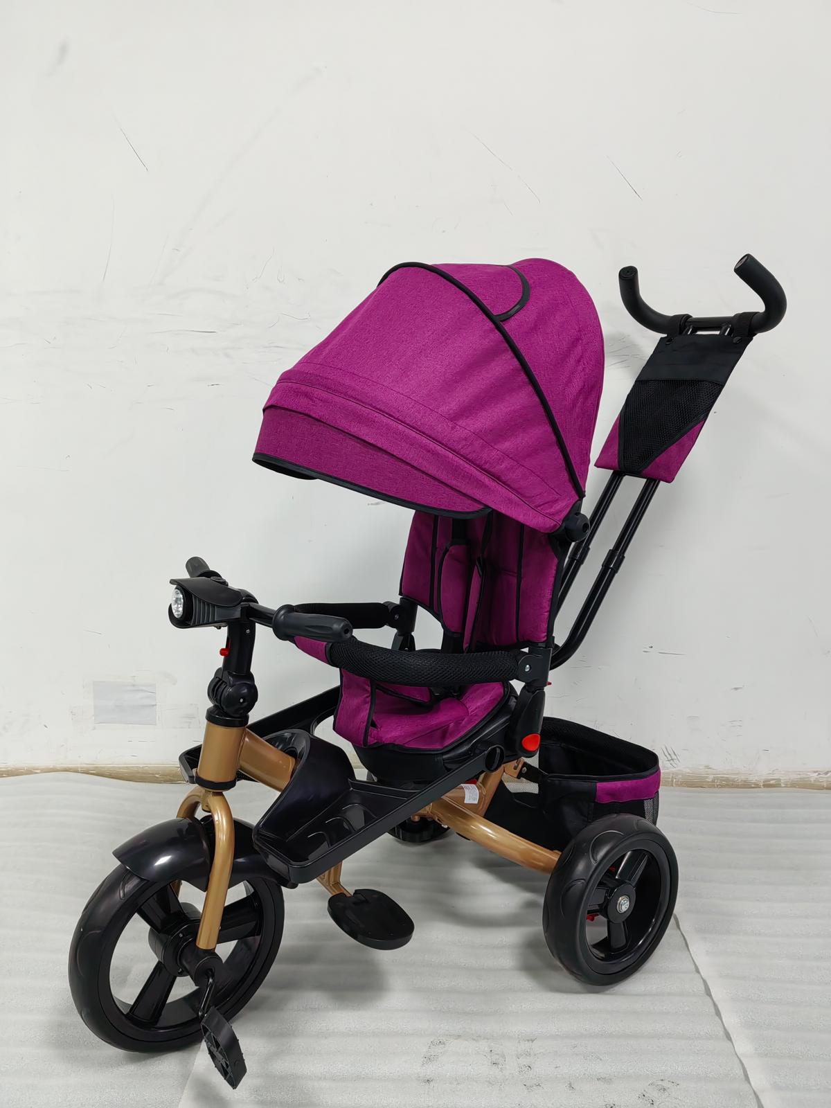 Tricicleta cu pozitie de somn, scaun rotativ si muzica distractiva, Mov 5099NWM