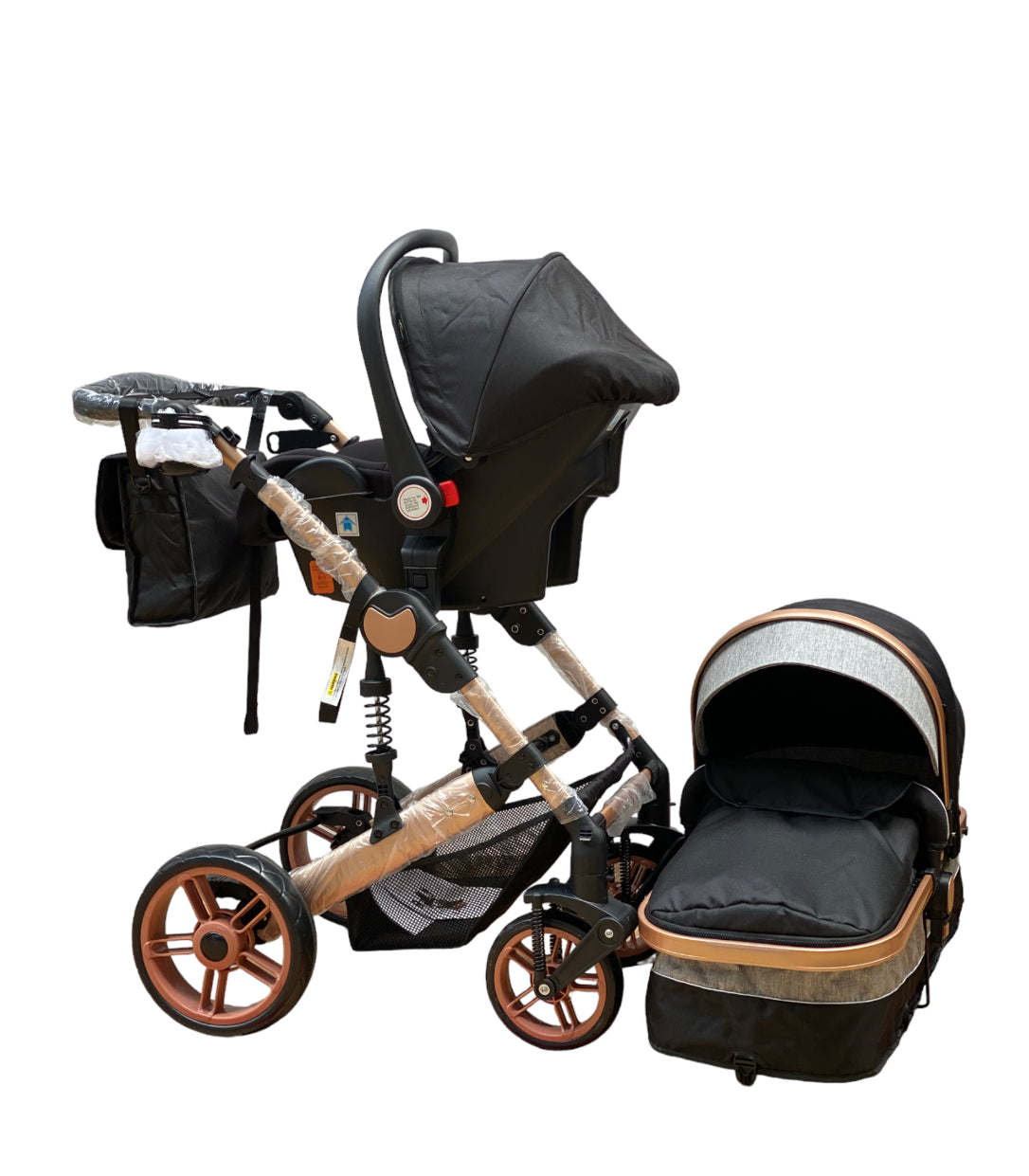 Carucior 3in1 Teknum , 0-36 luni, transformabil, reversibil, ultrapliabil,  culoare NEGRU, TR_588_BLACK
