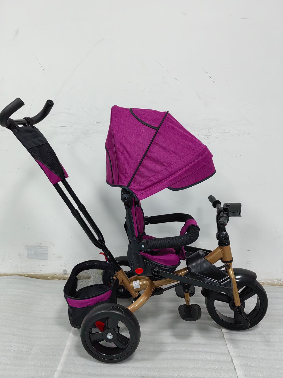 Tricicleta cu pozitie de somn, scaun rotativ si muzica distractiva, Mov 5099NWM