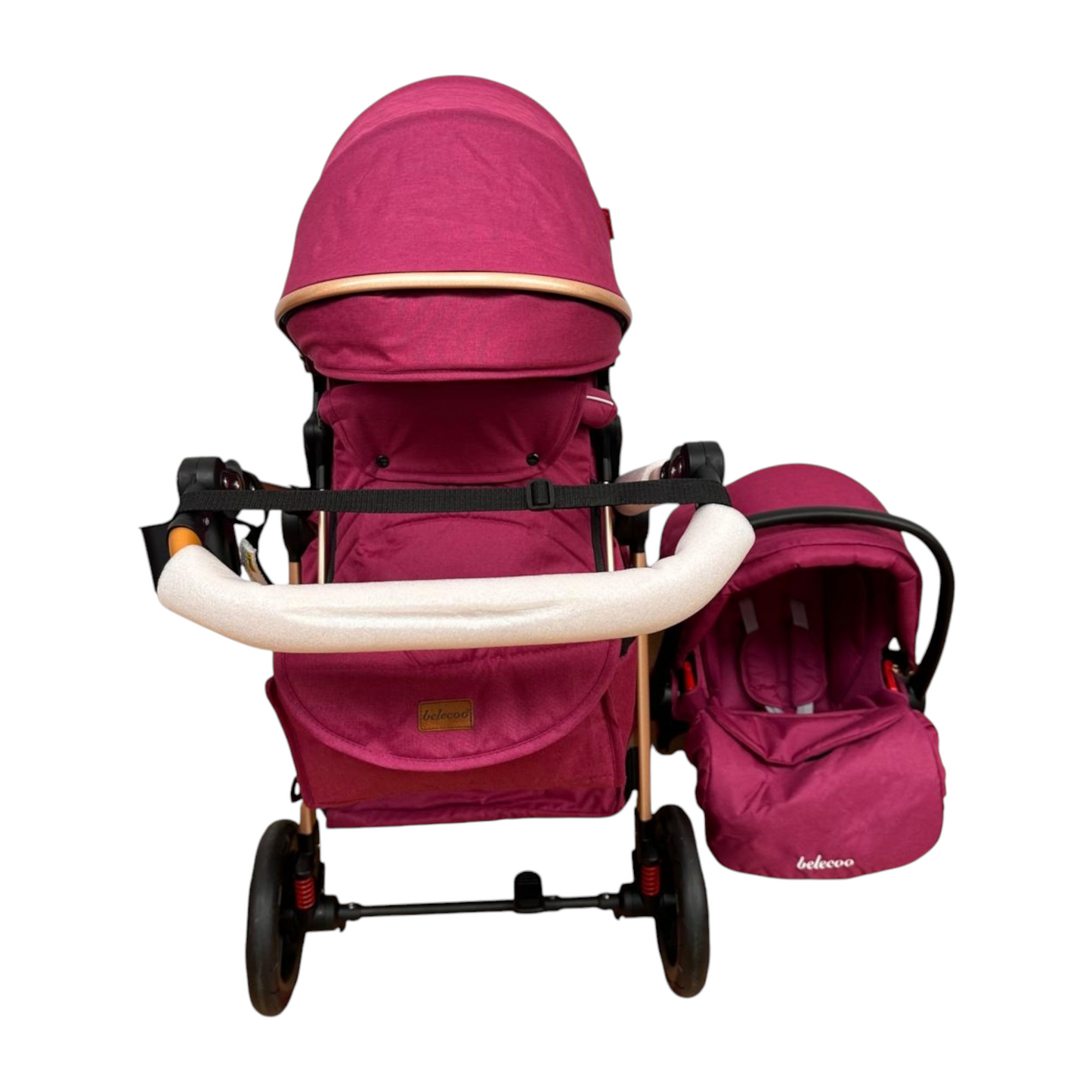 Carucior 3 in 1 Belecoo XID cu landou transformabil,pliere compacta reversibil, recomandat 0-36 luni culoare Mov , BBDXID3MOV