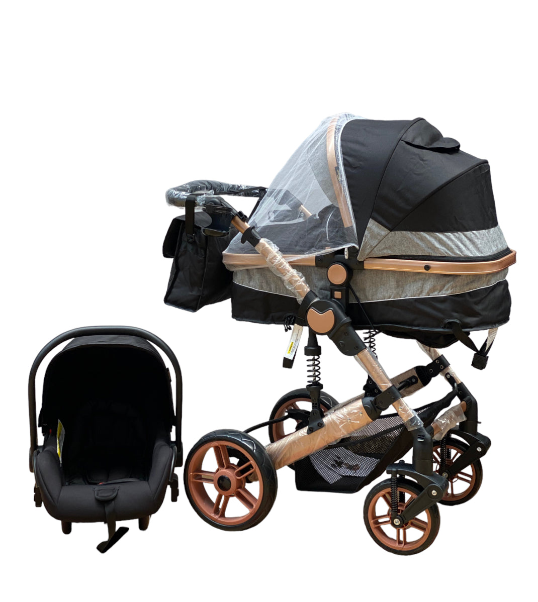 Carucior 3in1 Teknum , 0-36 luni, transformabil, reversibil, ultrapliabil,  culoare NEGRU, TR_588_BLACK