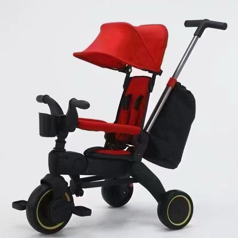 Triciclete Ultrapliabile, +1an, usor de manevrat si transportat, roti spuma Eva, culoare NEGRU