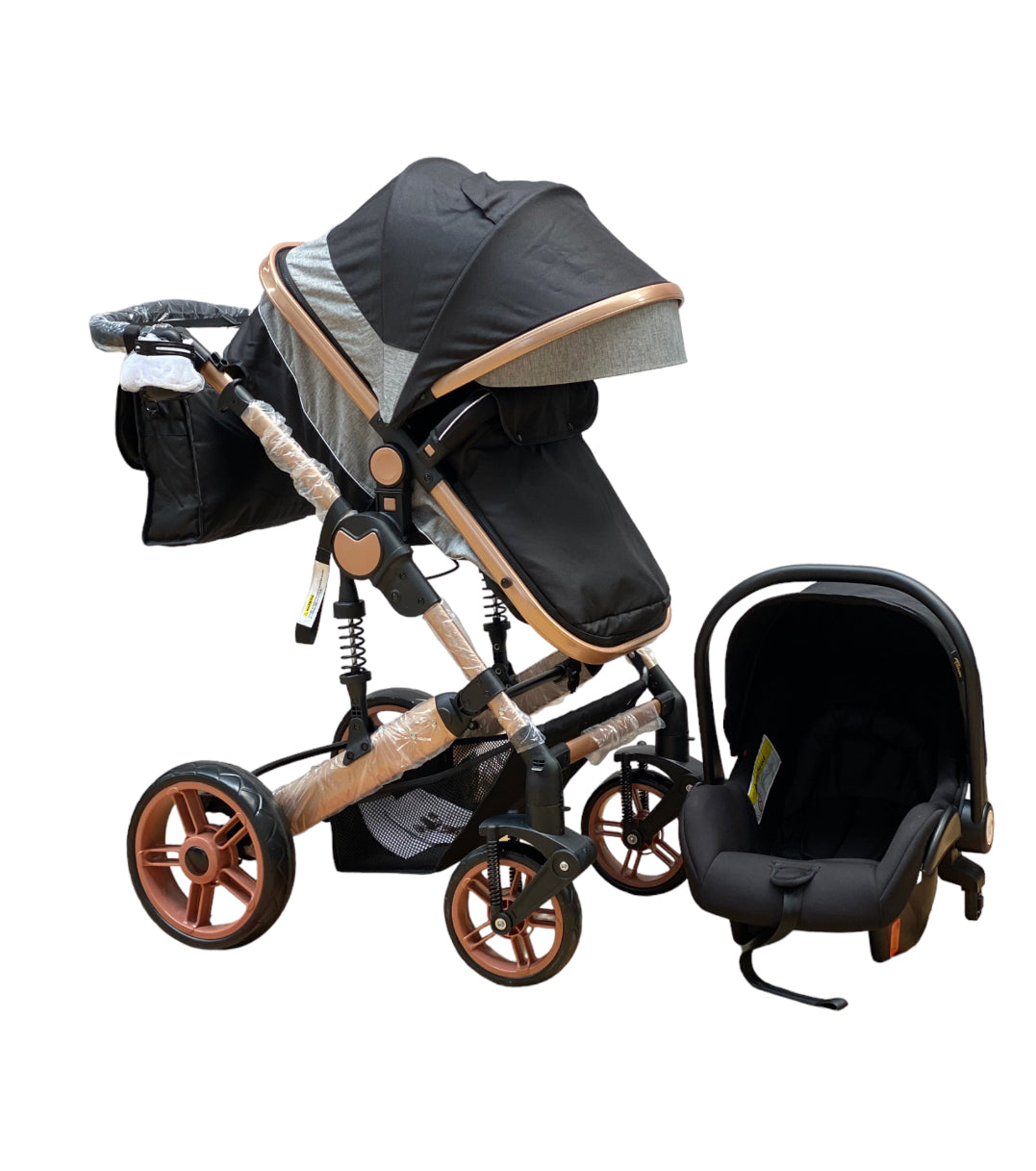 Carucior 3in1 Teknum , 0-36 luni, transformabil, reversibil, ultrapliabil,  culoare NEGRU, TR_588_BLACK