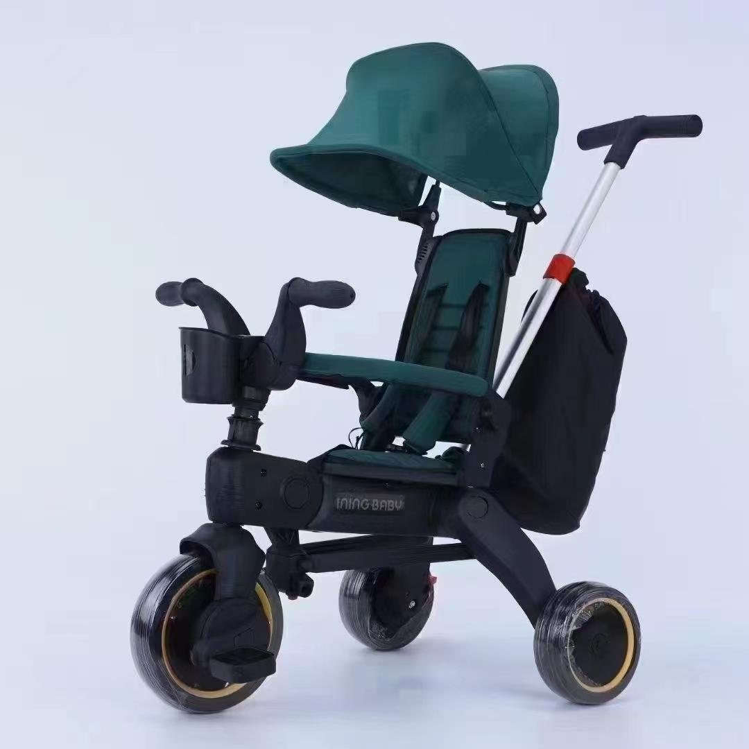 Triciclete Ultrapliabile, +1an, usor de manevrat si transportat, roti spuma Eva, culoare NEGRU