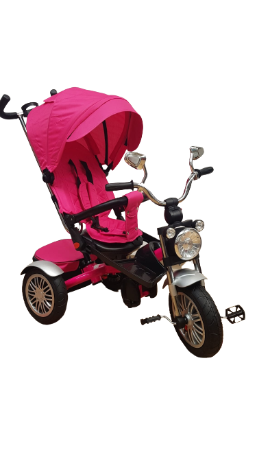 Tricicleta evolutiva cu pozitie de somn, scaun rotativ, muzica si lumini, roz