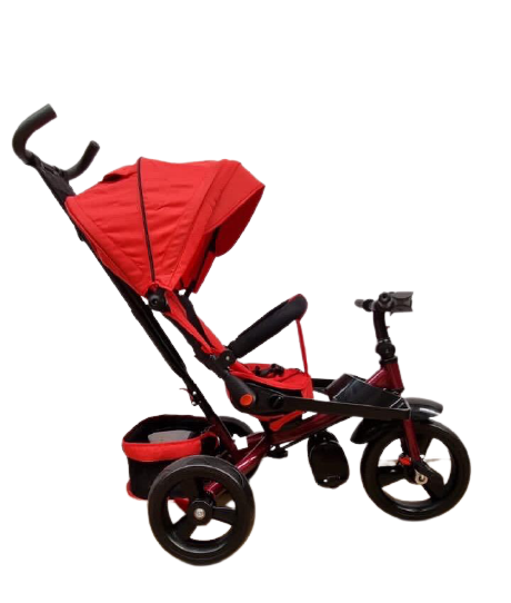 Tricicleta +8 luni evolutiva, cu pozitie de somn, scaun rotativ si muzica distractiva, culoare Rosu,