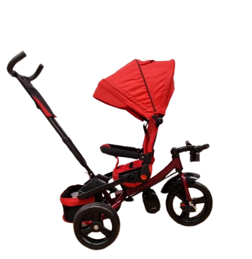 Tricicleta +8 luni evolutiva, cu pozitie de somn, scaun rotativ si muzica distractiva, culoare Rosu,