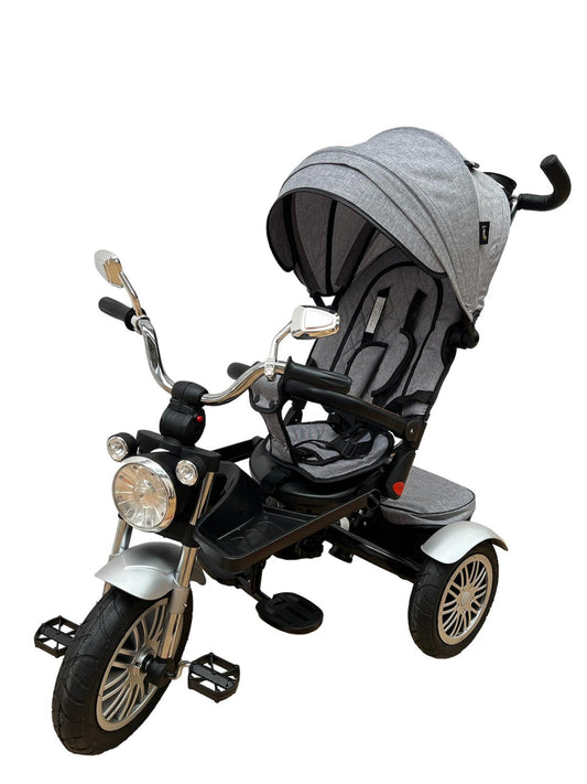 Tricicleta evolutiva cu pozitie de somn , scaun rotativ, muzica si lumini, gri