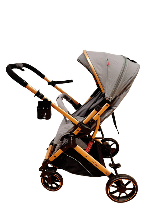 Carucior sport Belecoo,  cu maner reversibil , pozitie somn, pliere tip troller, max 22 kg, 6-36 luni, BBDB1, GRI