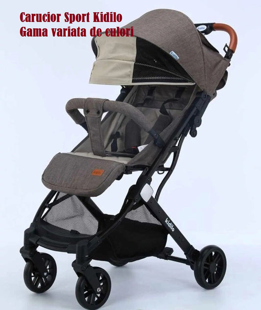 Carucior sport cu inchidere tip troler, copertina extra, pentru avion,culoare GRI