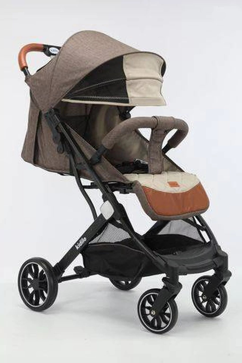 Carucior sport cu inchidere tip troler, copertina extra, pentru avion,culoare maro