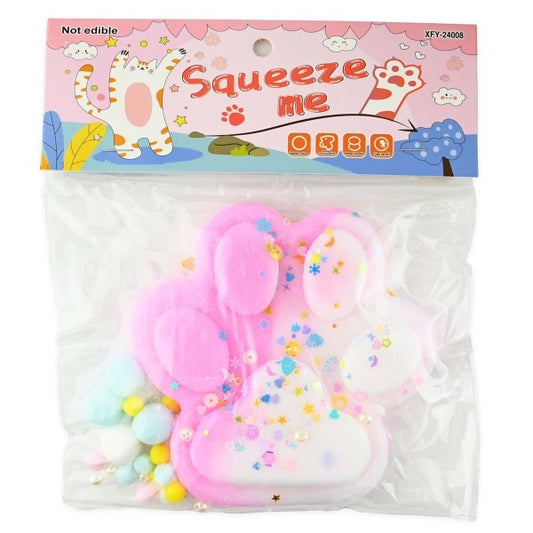Jucarie Squishy cu labe de pisica, Jucarii senzoriale cu labe moi de pisica, 13 cm, Multicolor