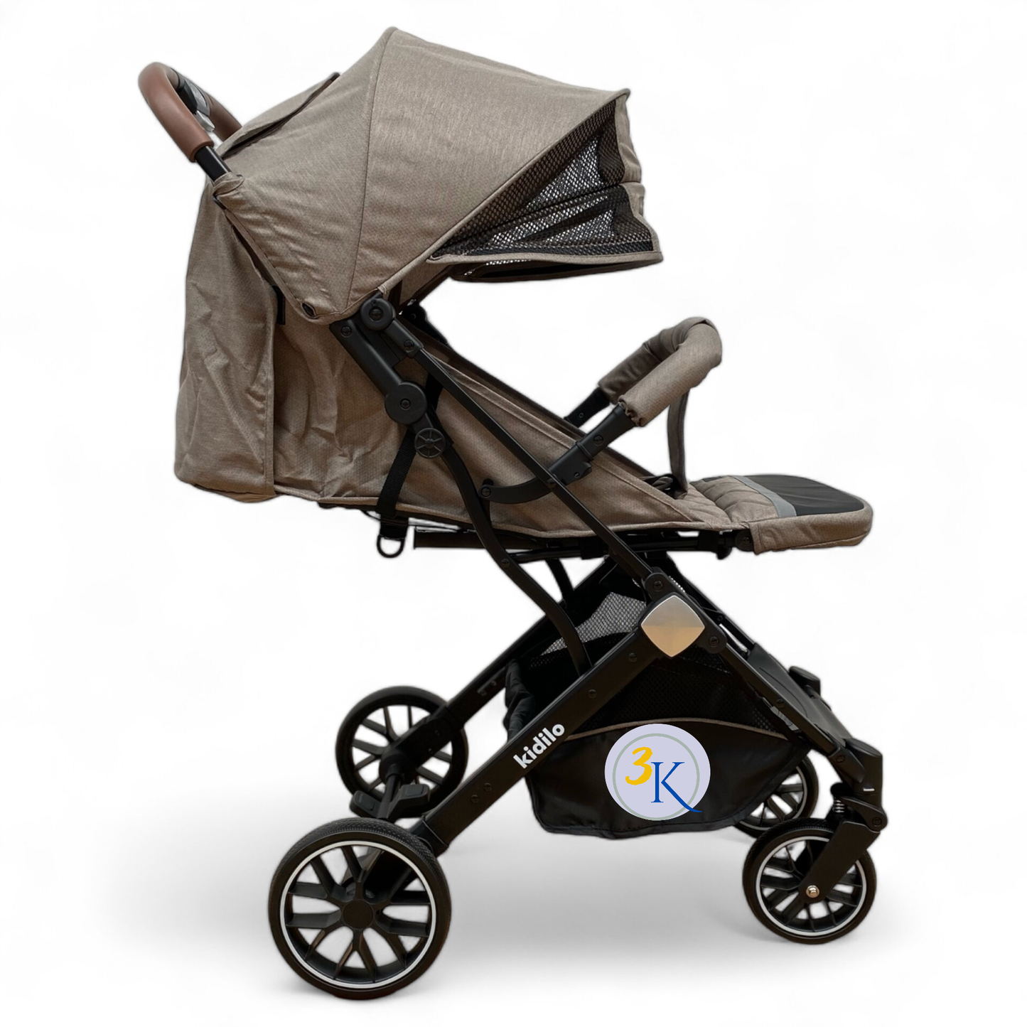 Carucior sport cu inchidere tip troler, copertina extra, pentru avion, culoare BEJ