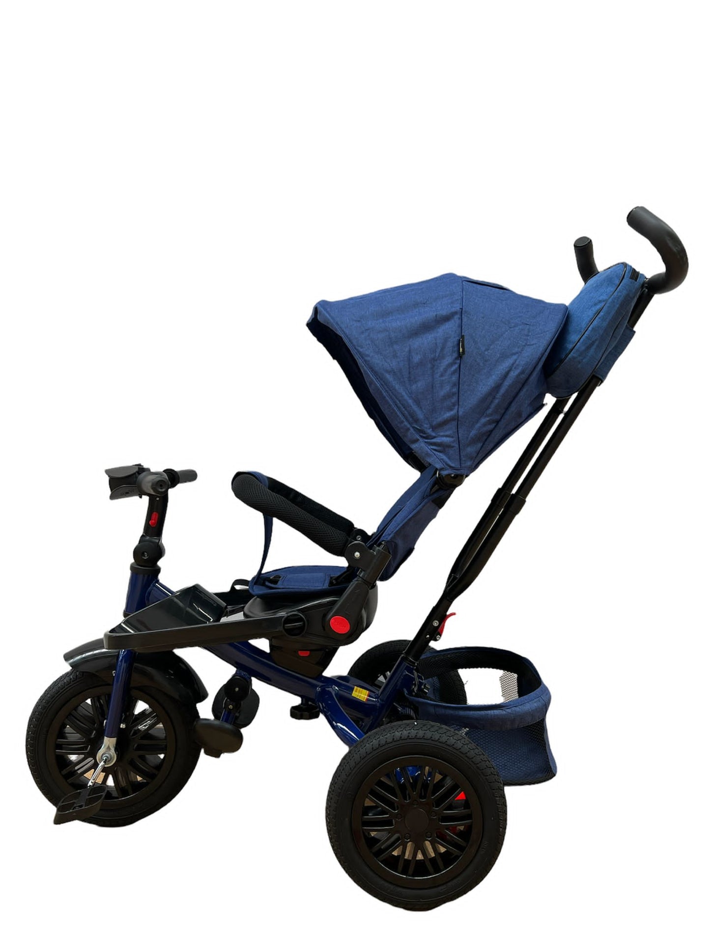 Tricicleta cu roti cauciuc,  pozitie de somn, scaun rotativ si muzica distractiva, albastra 6088TR ,