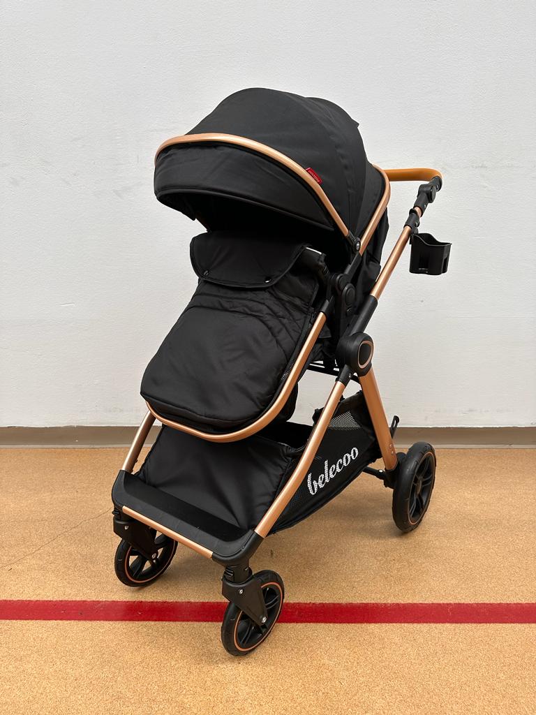 Carucior 2 in 1 Belecoo XID, cu inchidere compacta, 0-36 luni, reversibil NEGRU
