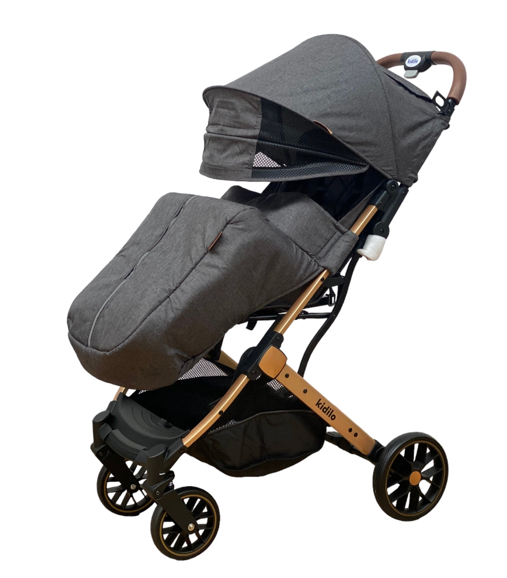 Carucior sport, cu inchidere compacta, sistem troller, pozitie somn si protectie vreme rece, GRI