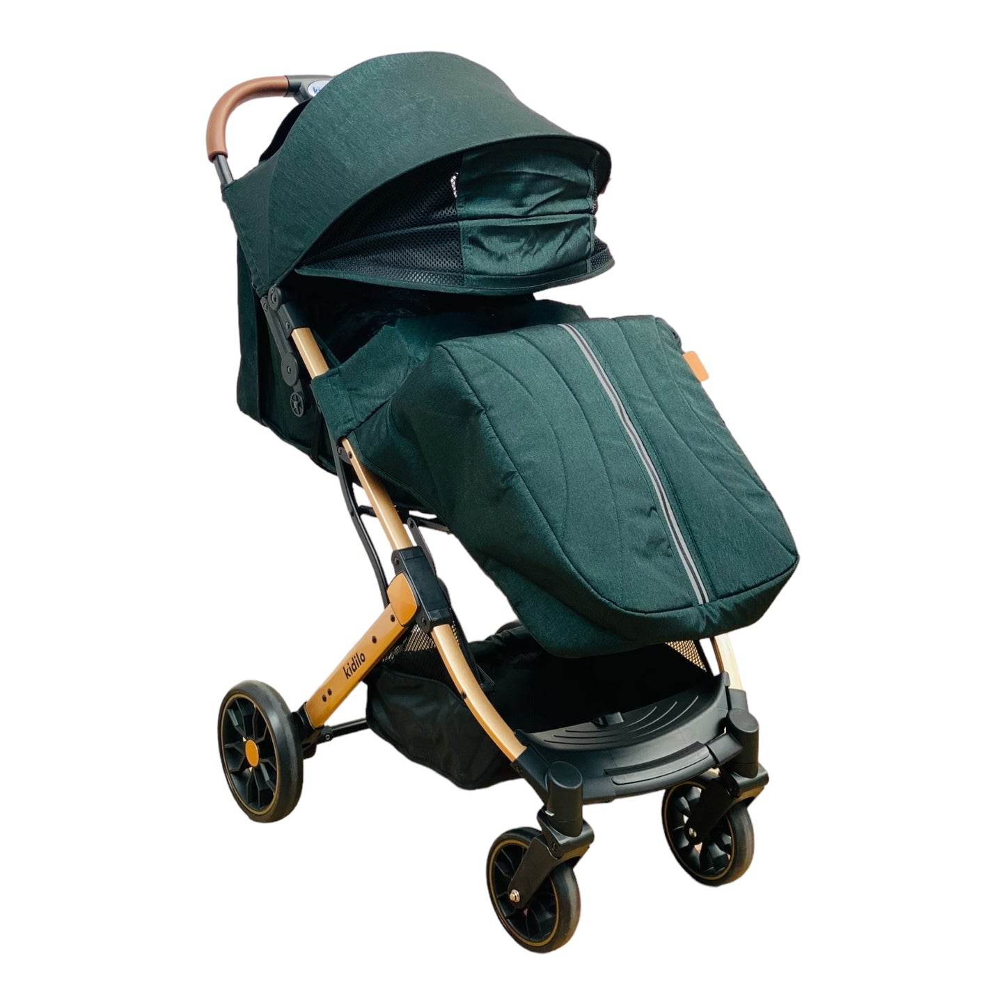 Carucior sport, cu inchidere compacta, sistem troller, pozitie somn si protectie vreme rece, VERDE